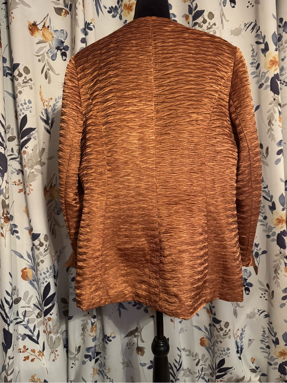 Women's VINTAGE Rust Textured Button Front Jacket Rhinestone Buttons B5 - Picture 2 of 7